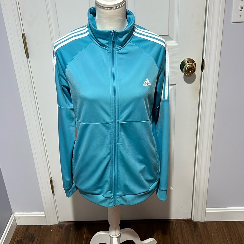 Adidas superstar zip up track jacket women’s size large teal